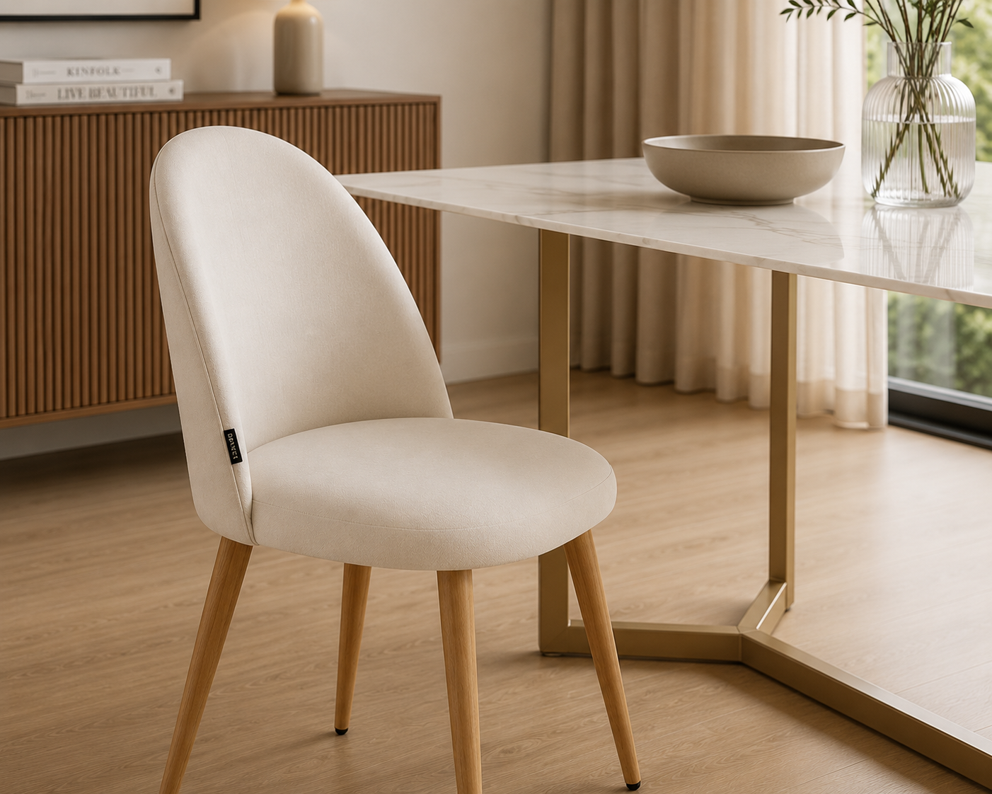 Silla Livia Lisa Beige Pana Base Natural