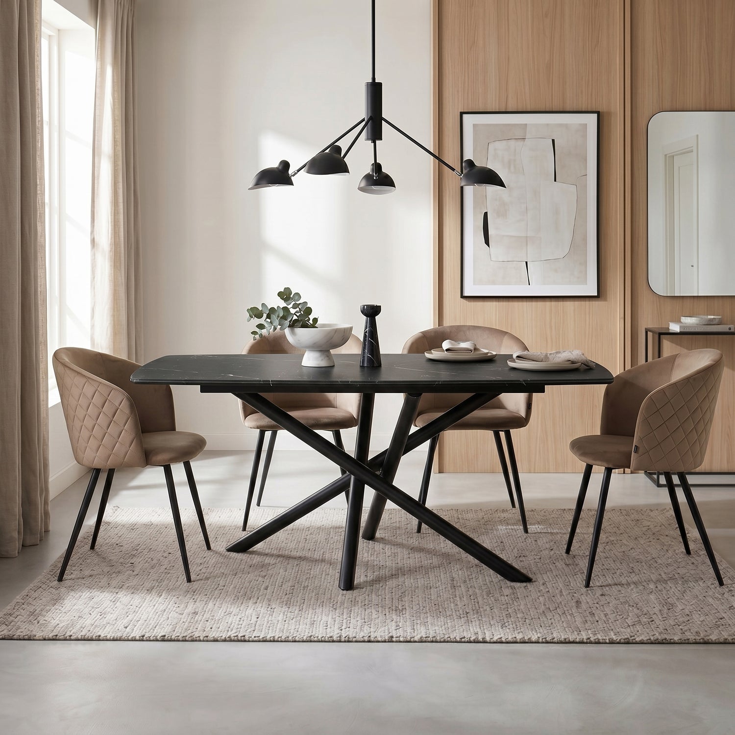Silla Jade Pana Taupe Base Negra