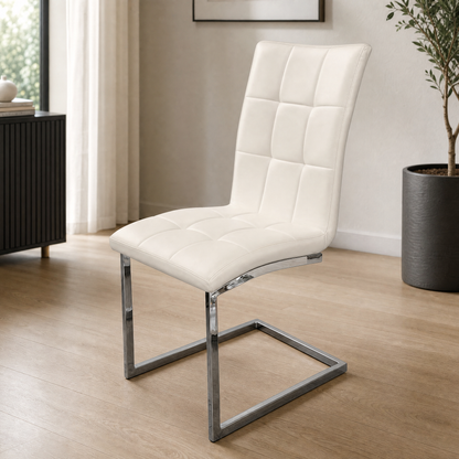 Silla Calia Ecocuero Blanca Base Cromo