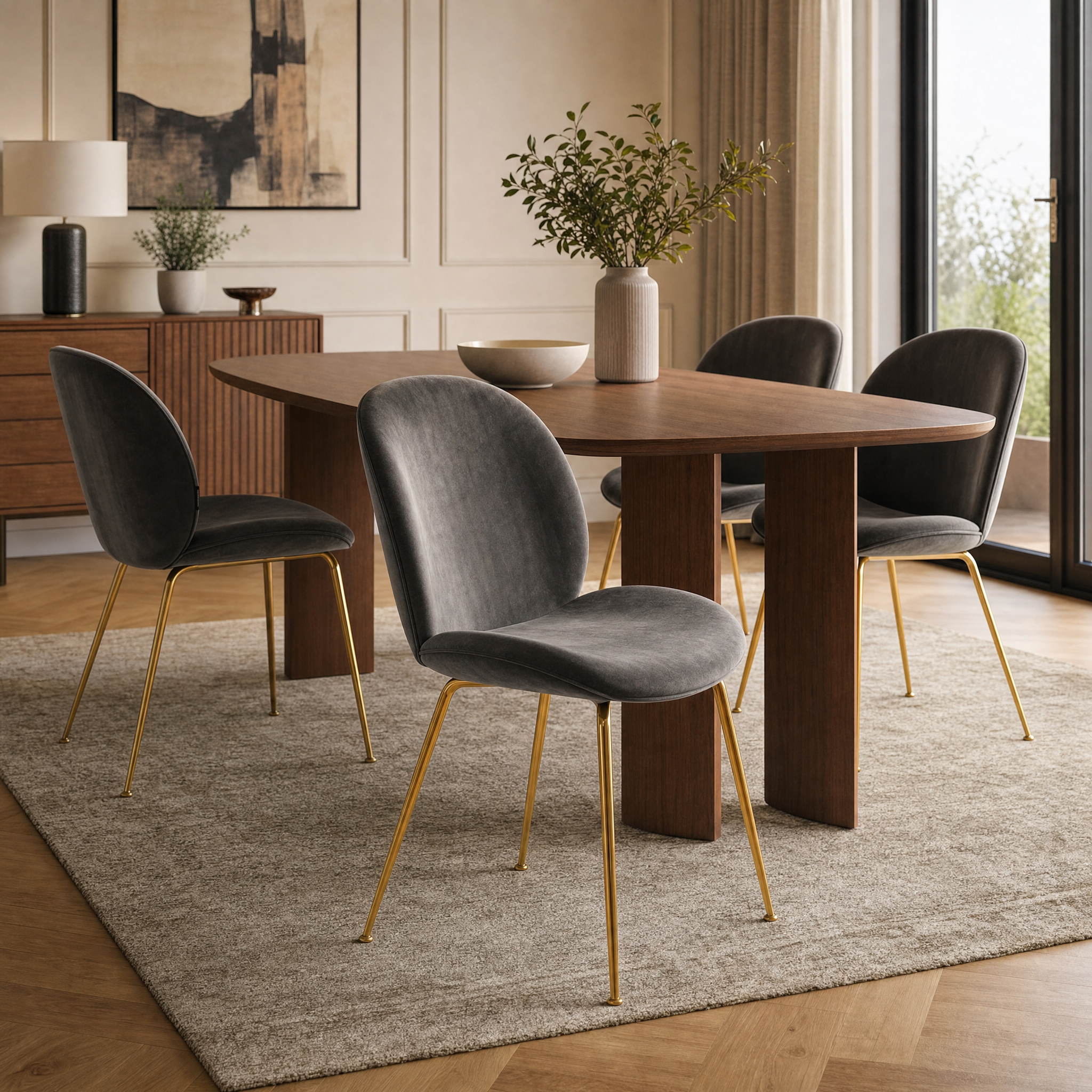 Silla Kyris Gris Oscuro Base Dorada