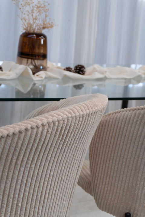 Silla Elira Corderoy Beige Base Negra