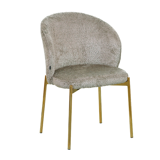 Silla Elira Boucle Taupe Base Dorada