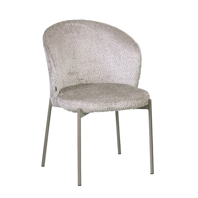 Silla Elira Boucle Gris Claro Base Capuccino