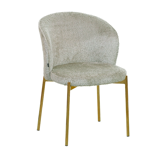 Silla Elira Beige Boucle Base Dorada