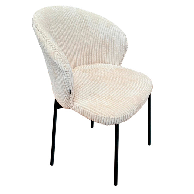Silla Elira Corderoy Beige Base Negra