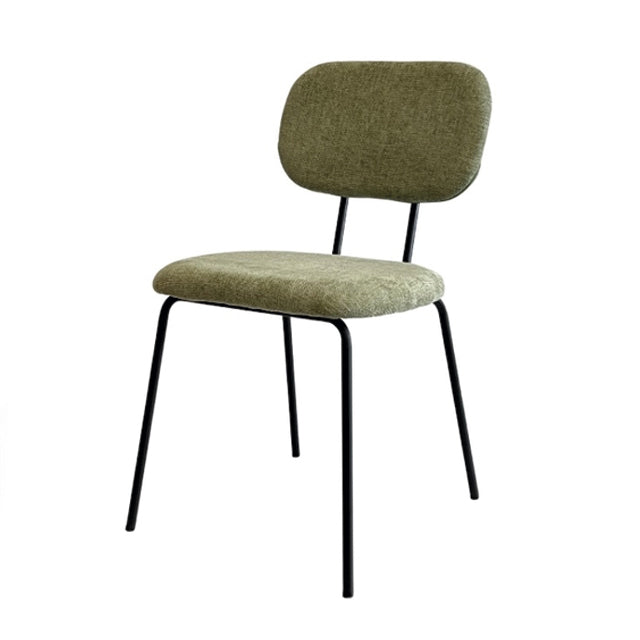 Silla Denver Chenille Verde Oliva Base Negra