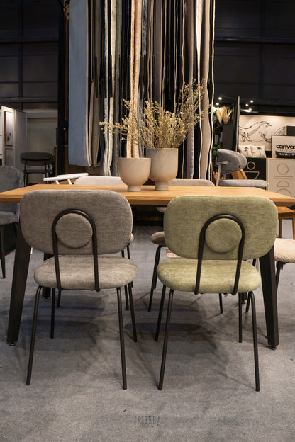 Silla Denver Chenille Verde Oliva Base Negra