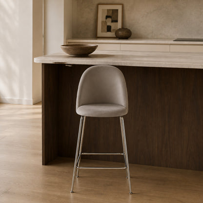 Banqueta Helia Pana Gris Oscuro Base Cromo