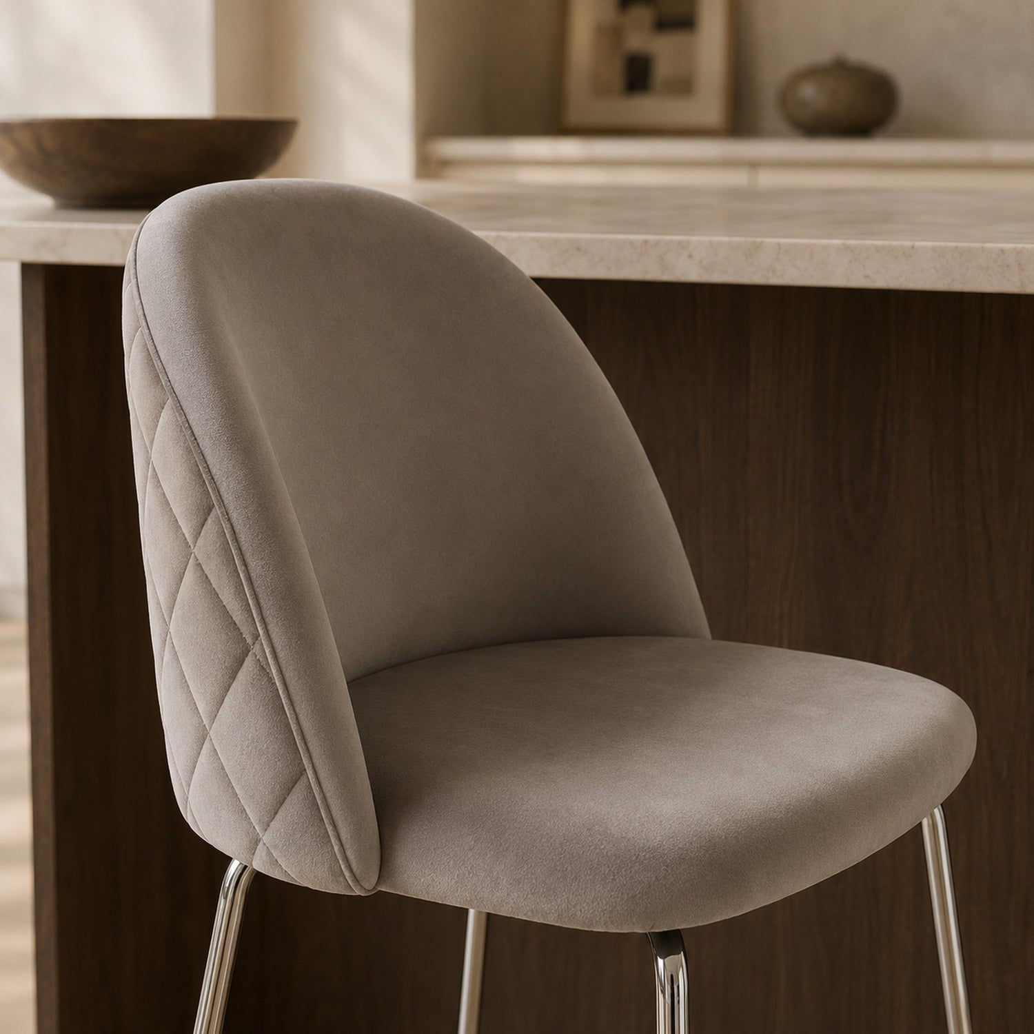 Banqueta Helia Pana Gris Oscuro Base Cromo