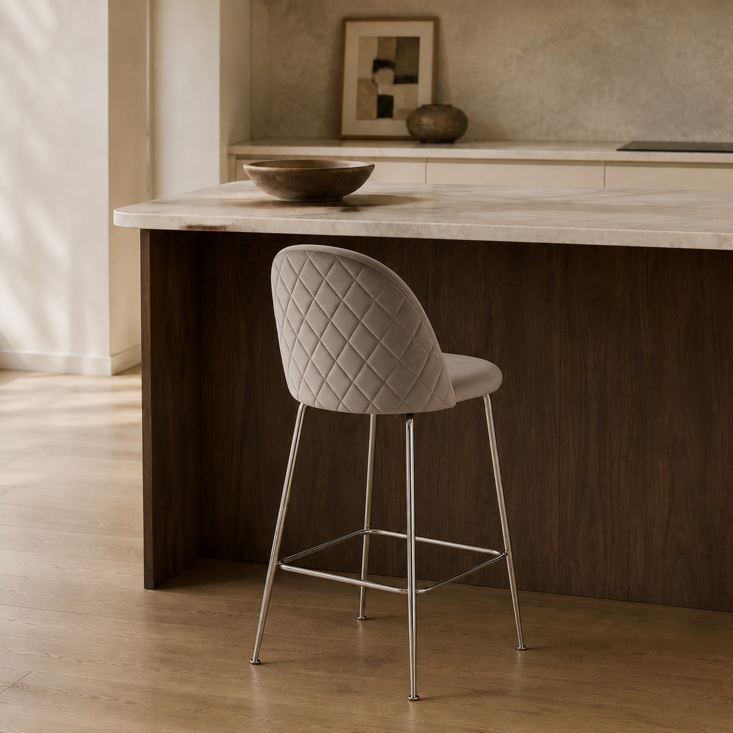 Banqueta Helia Pana Gris Oscuro Base Cromo