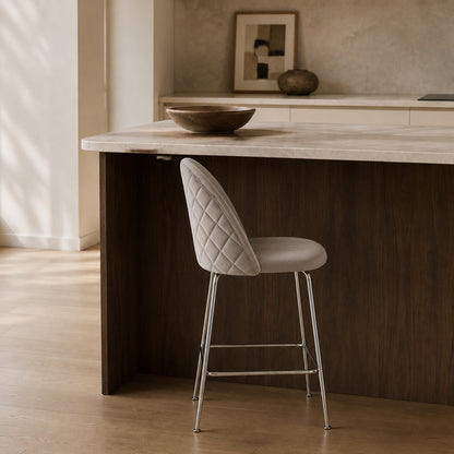 Banqueta Helia Pana Gris Oscuro Base Cromo