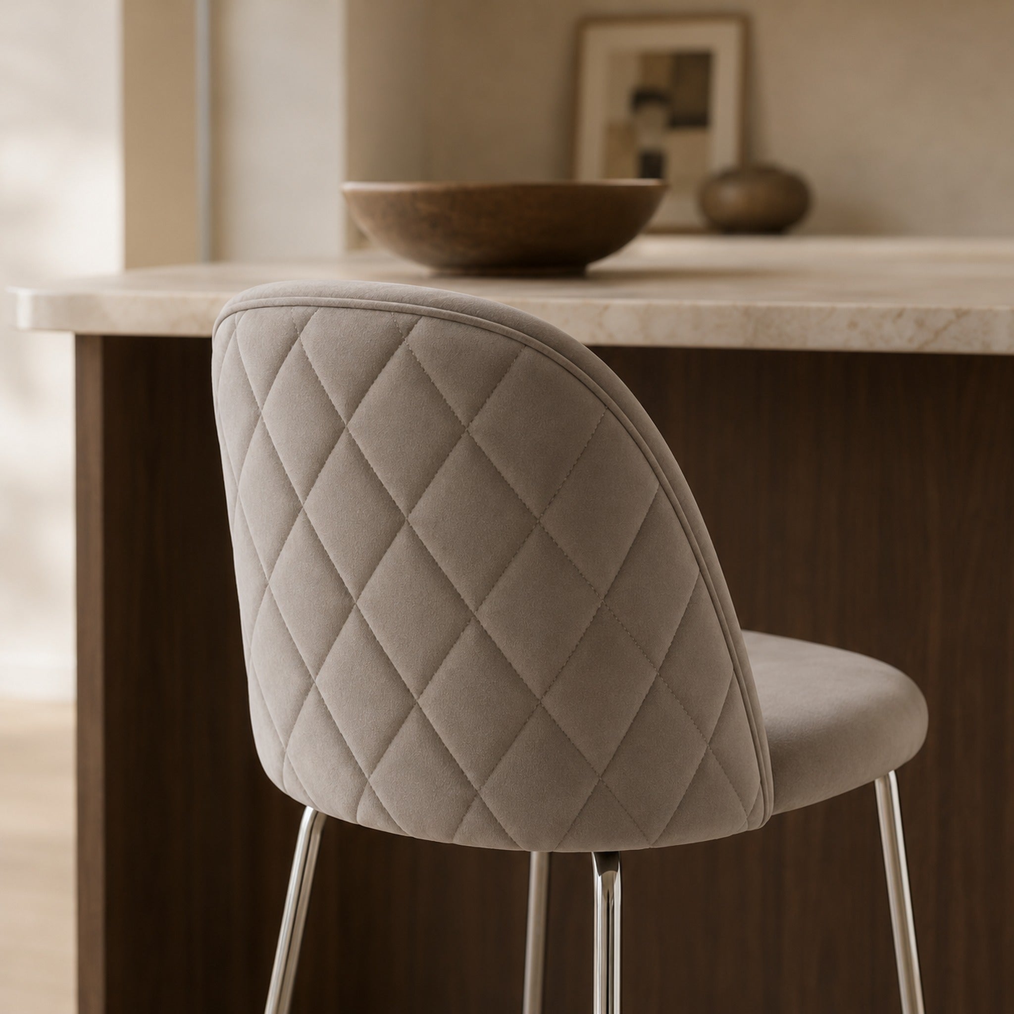 Banqueta Helia Pana Gris Oscuro Base Cromo