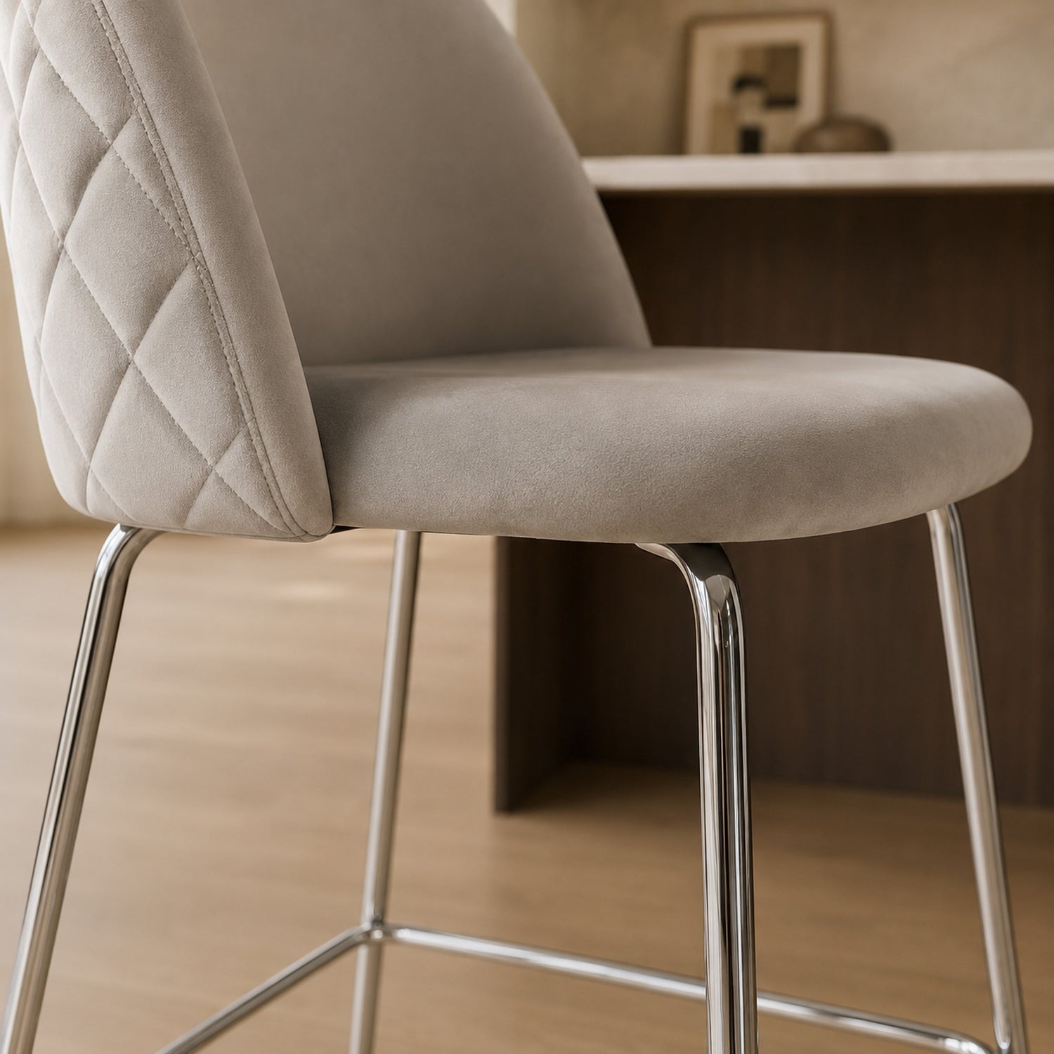Banqueta Helia Pana Gris Oscuro Base Cromo