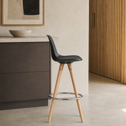 Banqueta Elba Negra B/ Madera Aro Cromo