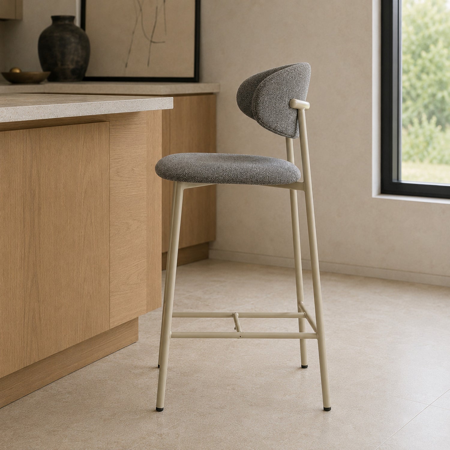 Banqueta Zuno Gris Oscuro Base Capuccino