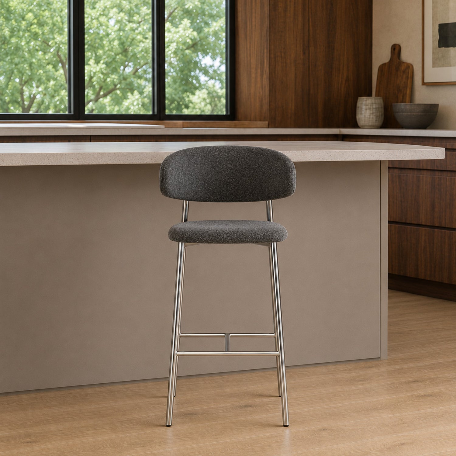 Banqueta Zuno Gris Oscuro Base Cromo