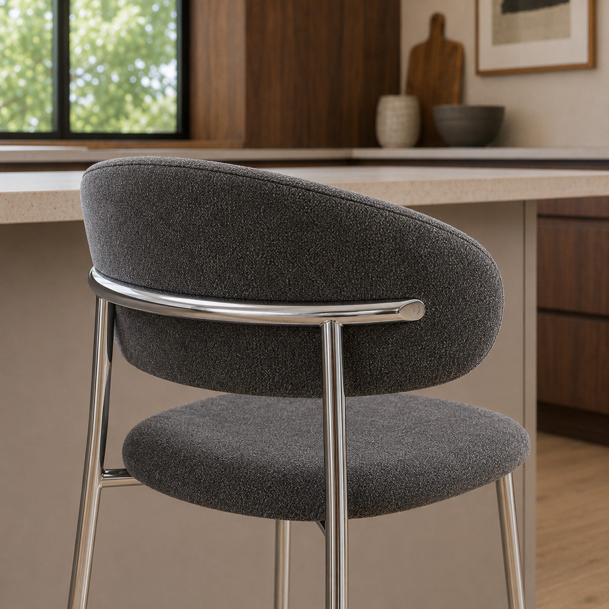 Banqueta Zuno Gris Oscuro Base Cromo
