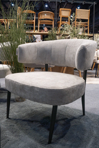 Sillón Bondie Chenille Gris Base Negra