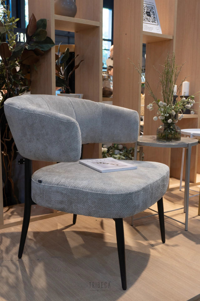 Sillón Bondie Chenille Gris Base Negra