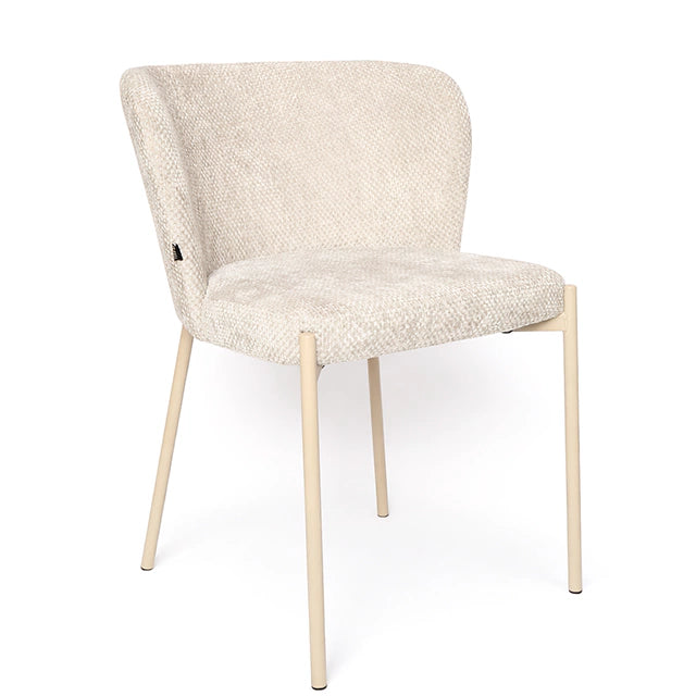 Silla Elea Gris Claro Chenille Base Capuccino