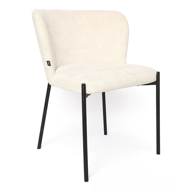 Silla Elea Beige Chenille Base Negra