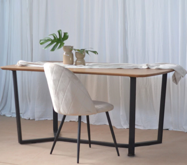 Mesa Luke Tapa Natural Base Negra