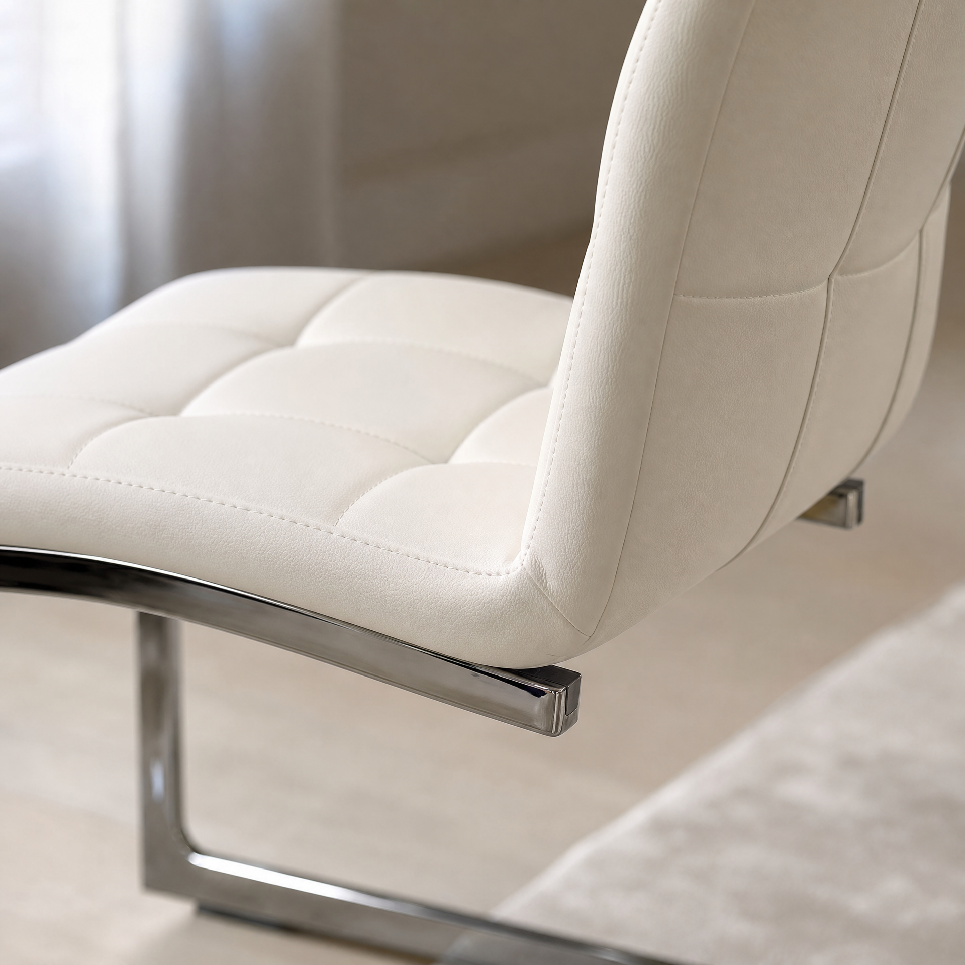 Silla Calia Ecocuero Blanca Base Cromo