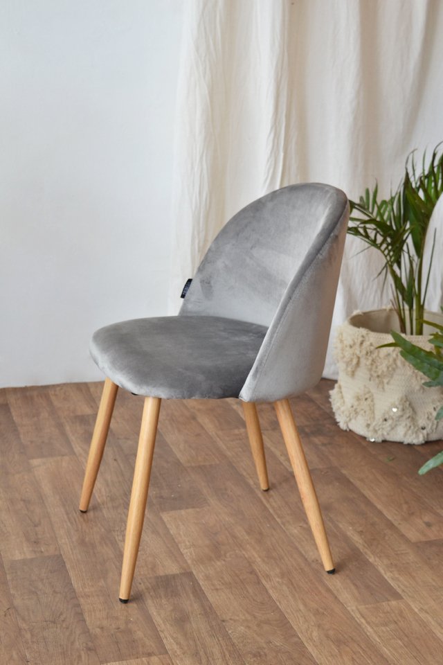 Silla Barcelona Pana Gris Claro