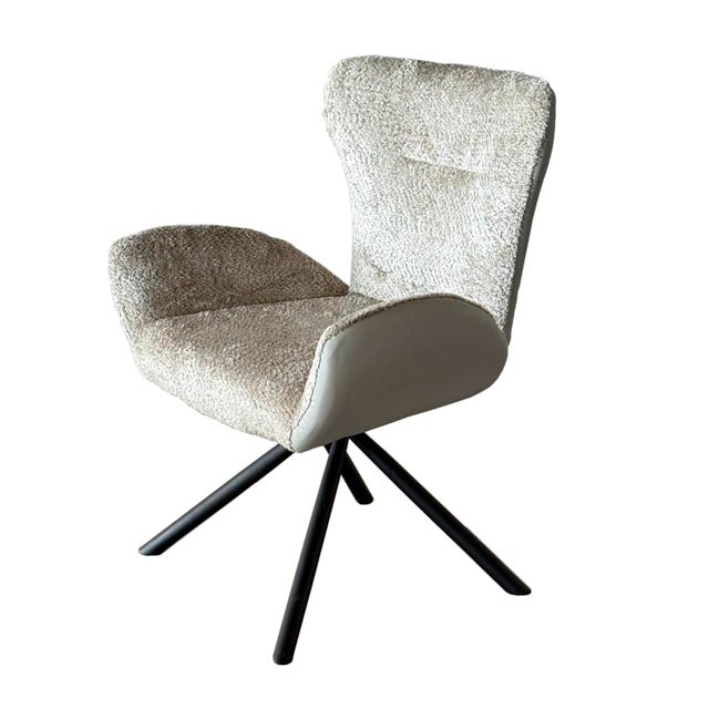 Sillón Niva Gris Claro Ecocuero y Boucle