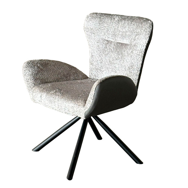 Sillón Niva Gris Oscuro Ecocuero y Boucle