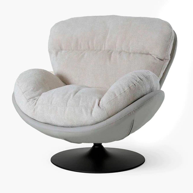 Sillón Arman Ecocuero Gris c/Chenille gris Base Circular