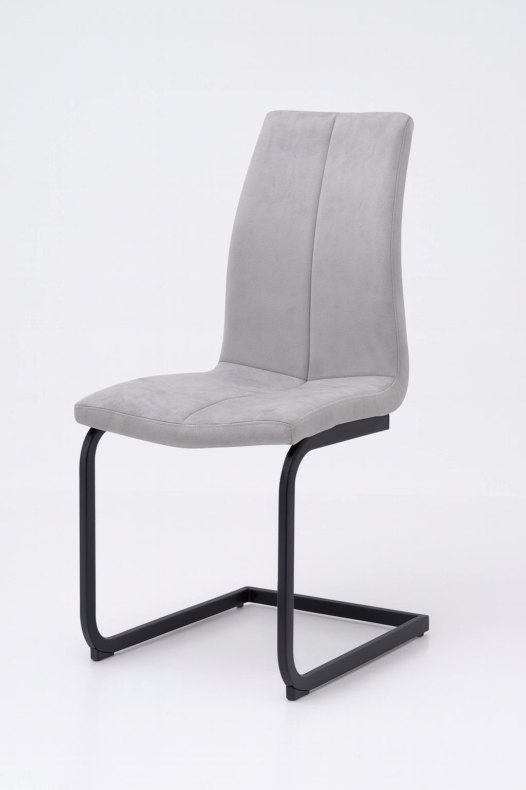 Silla Vezia Gris Claro Pana Base Negra