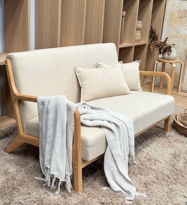 Sillón Olia 2 Cuerpos Chenille Beige Base Natural