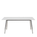 Mesa Aira Calacatta Blanco Brillante Base Cromo