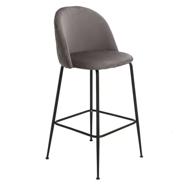 Banqueta Helia Pana Gris Oscuro Base Negra