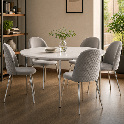 Silla Catania Pana Gris Claro Base Cromo