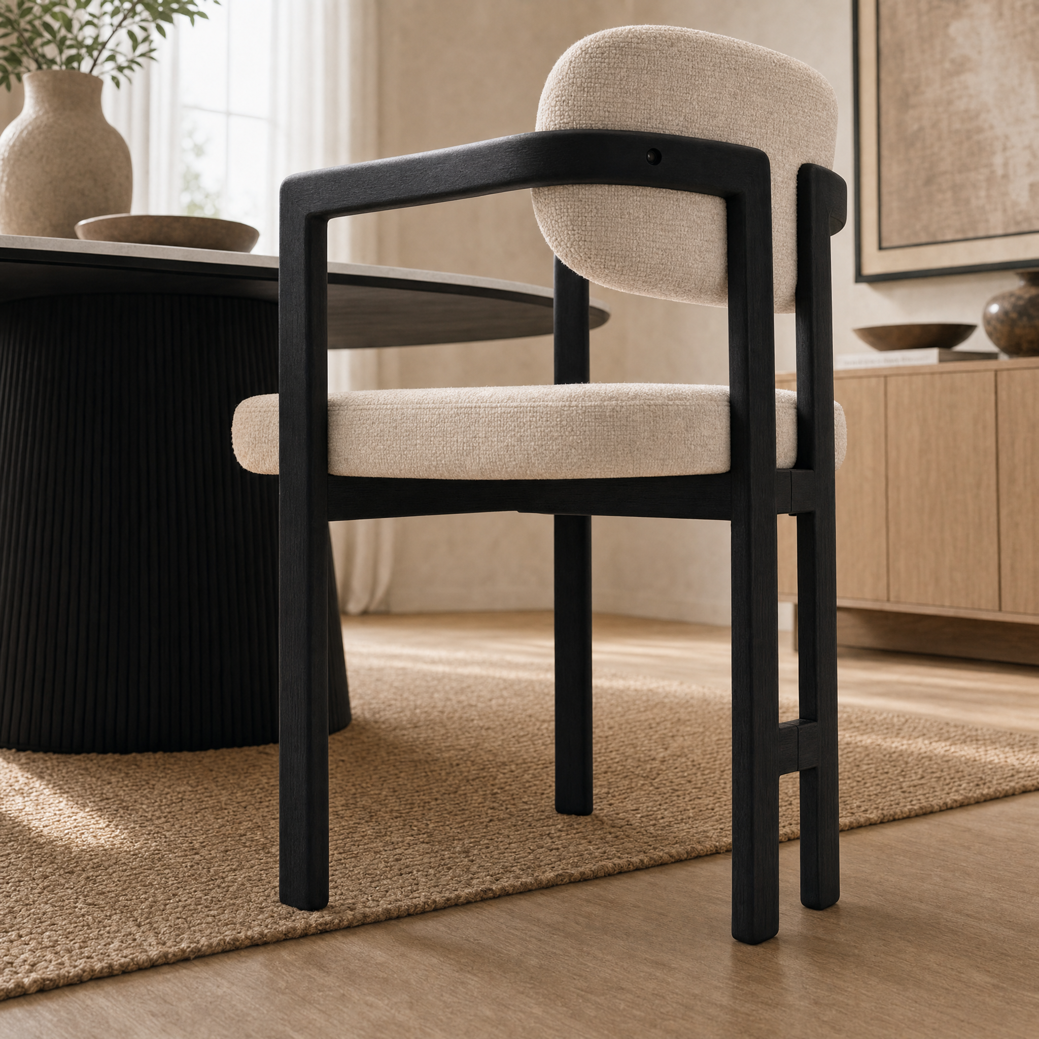 Silla Besaya Beige Base Negra