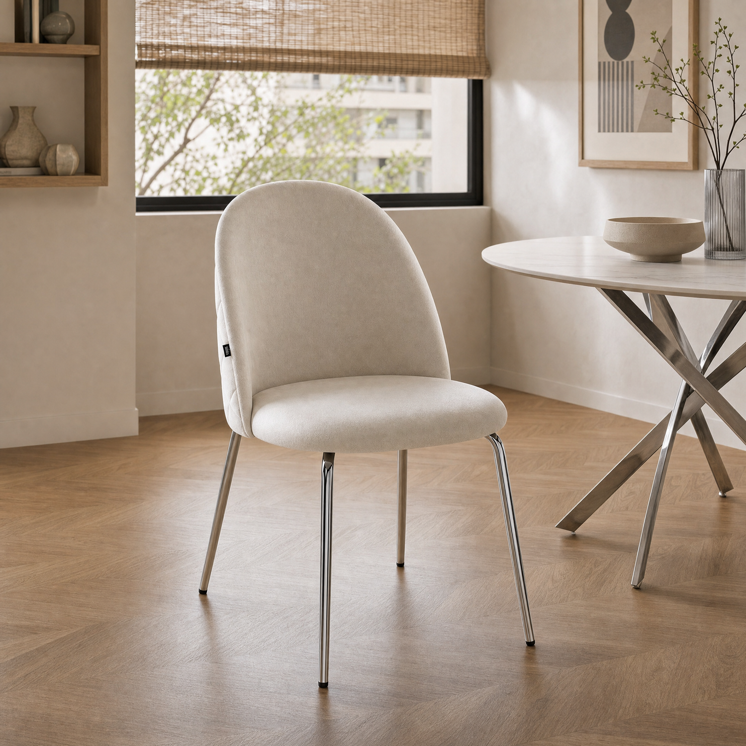 Silla Catania Pana Taupe Base Cromo