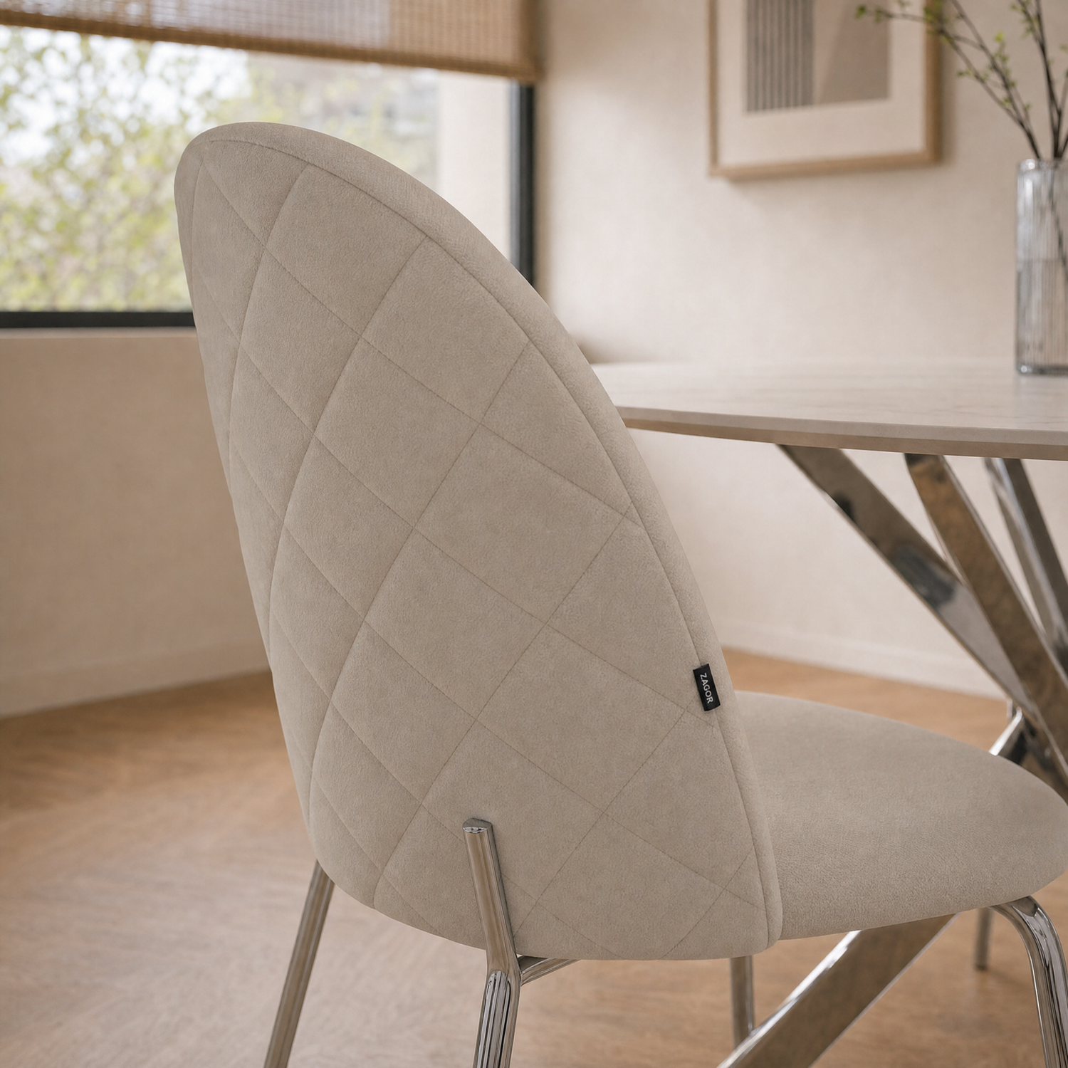 Silla Catania Pana Taupe Base Cromo