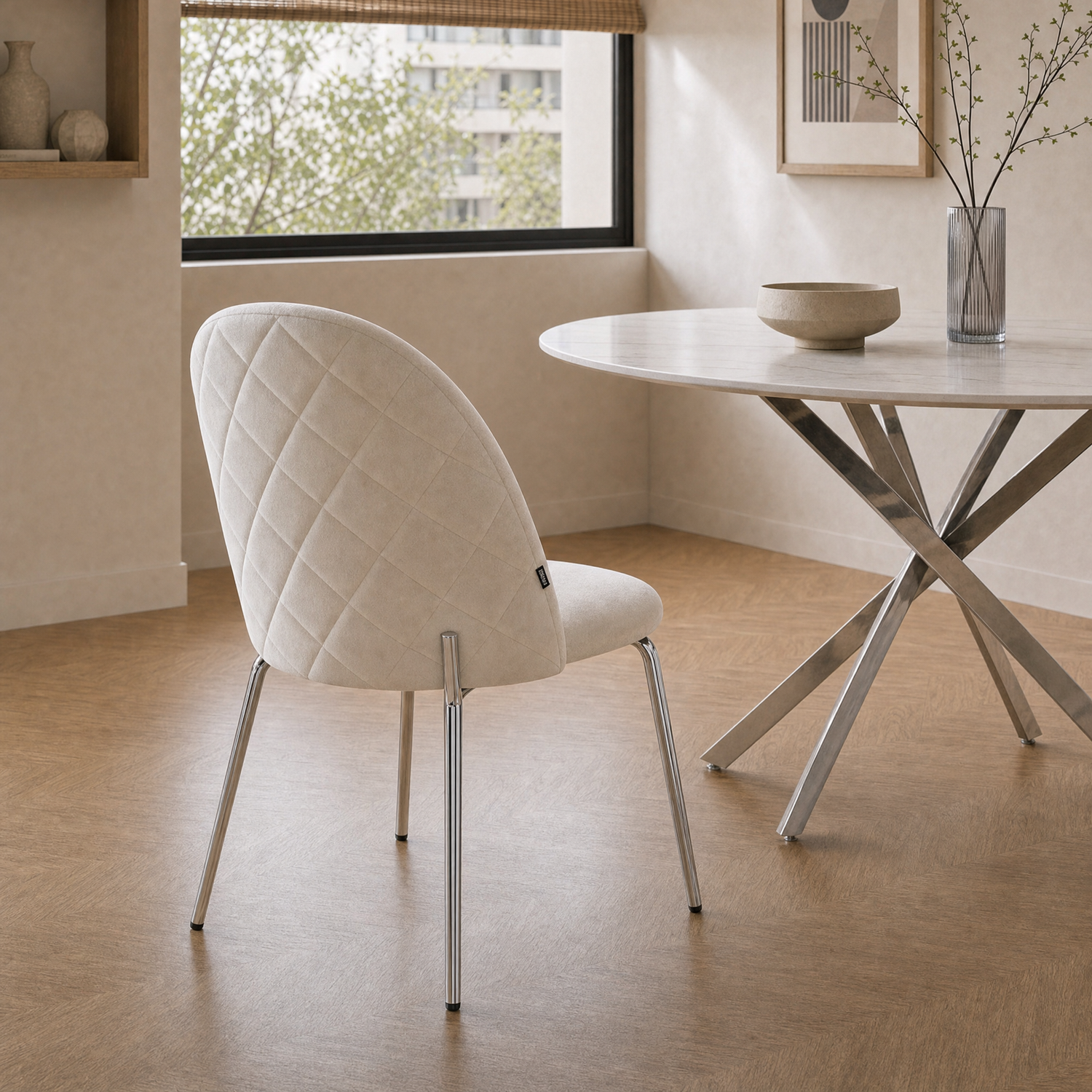 Silla Catania Pana Taupe Base Cromo
