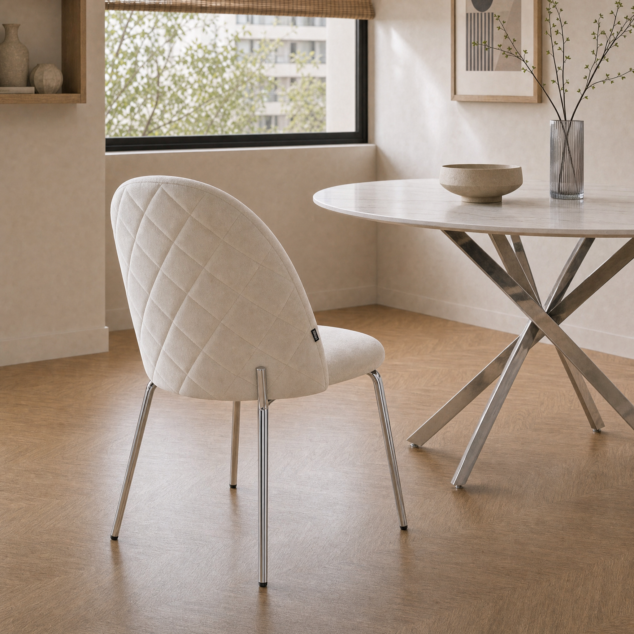 Silla Catania Pana Taupe Base Cromo