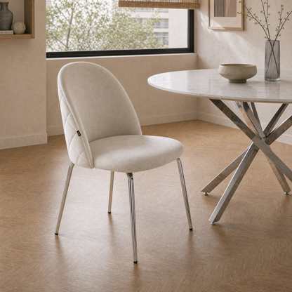 Silla Catania Pana Taupe Base Cromo