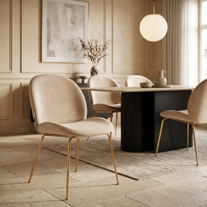 Silla Kyris Beige Base Dorada