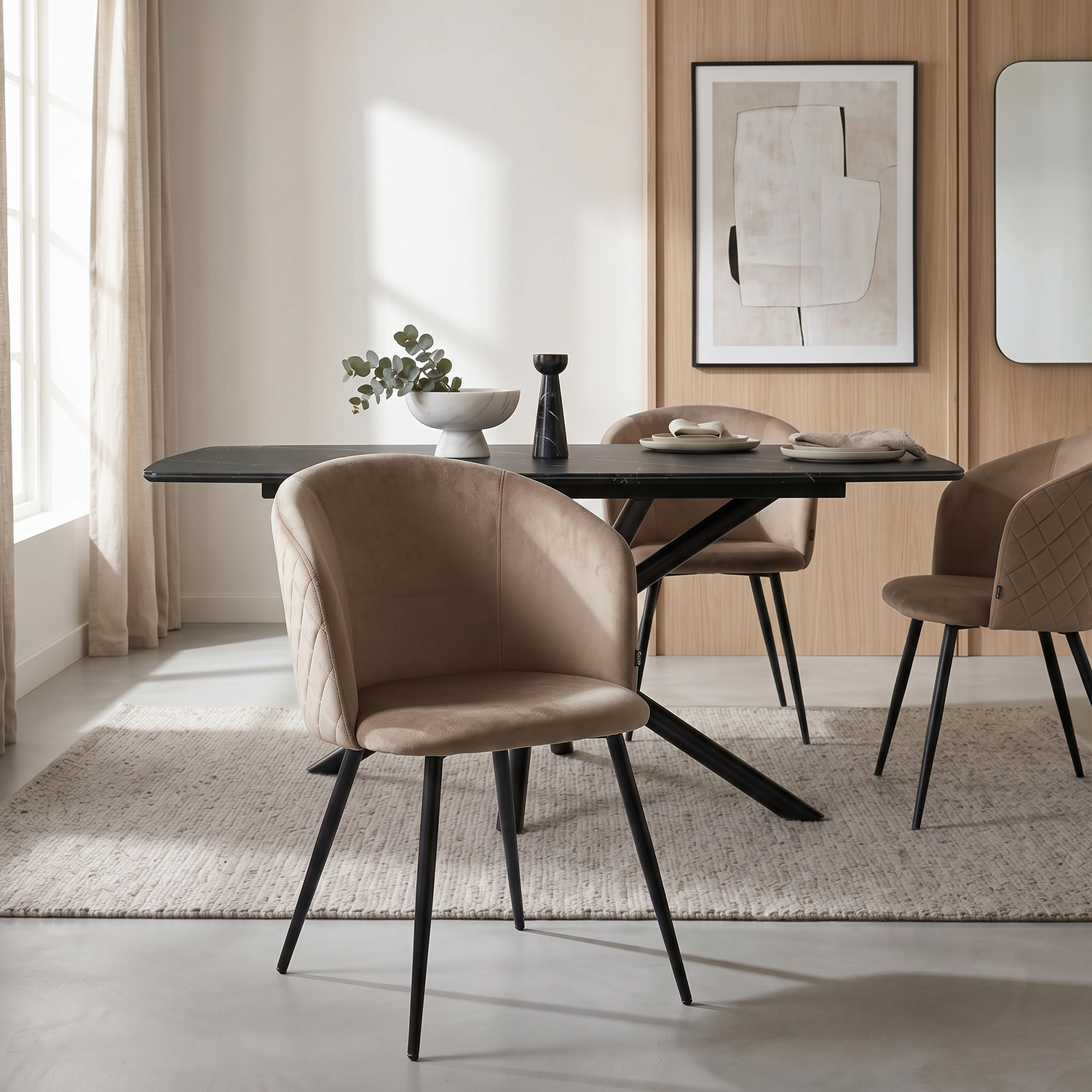 Silla Jade Pana Taupe Base Negra