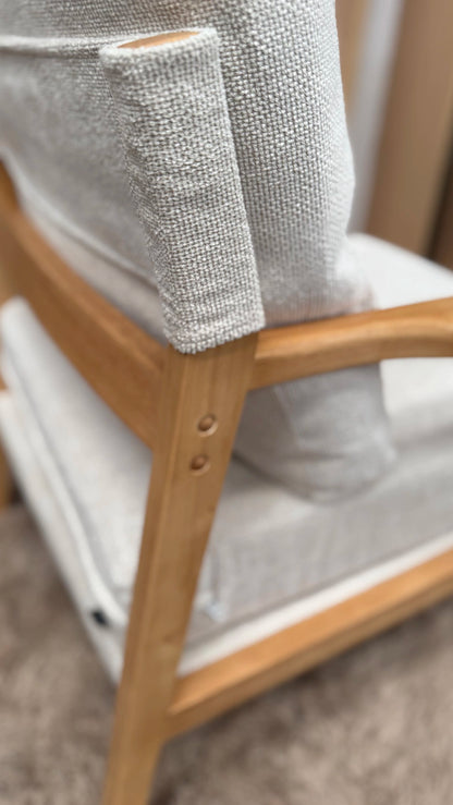 Sillón Niko Chenille Beige Base Natural