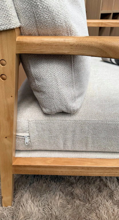 Sillón Niko Chenille Beige Base Natural