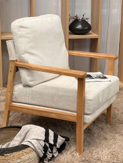 Sillón Niko Chenille Beige Base Natural