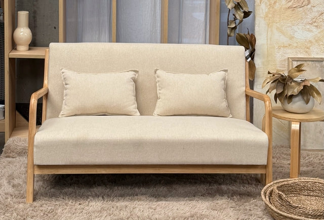 Sillón Olia 2 Cuerpos Chenille Beige Base Natural