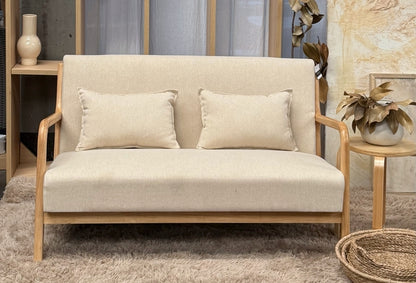 Sillón Olia 2 Cuerpos Chenille Beige Base Natural