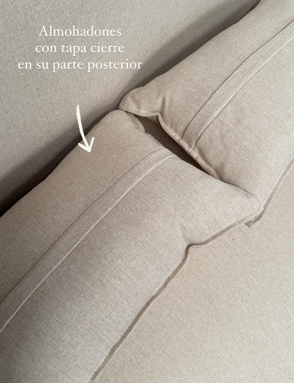 Sillón Olia 2 Cuerpos Chenille Beige Base Natural